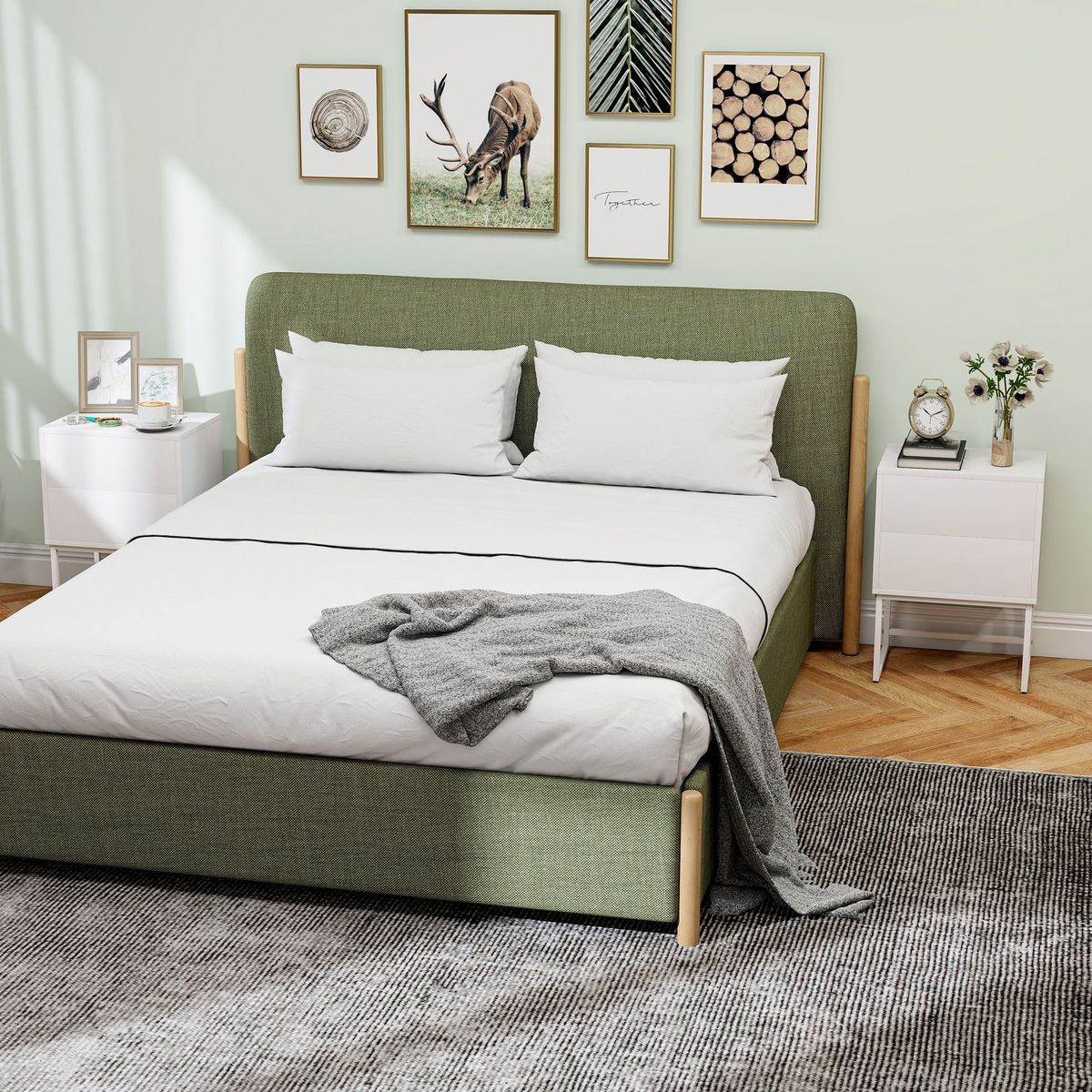 Pack-de-2-mesitas-de-noche-Naoki-Homcom-ambientada-verde