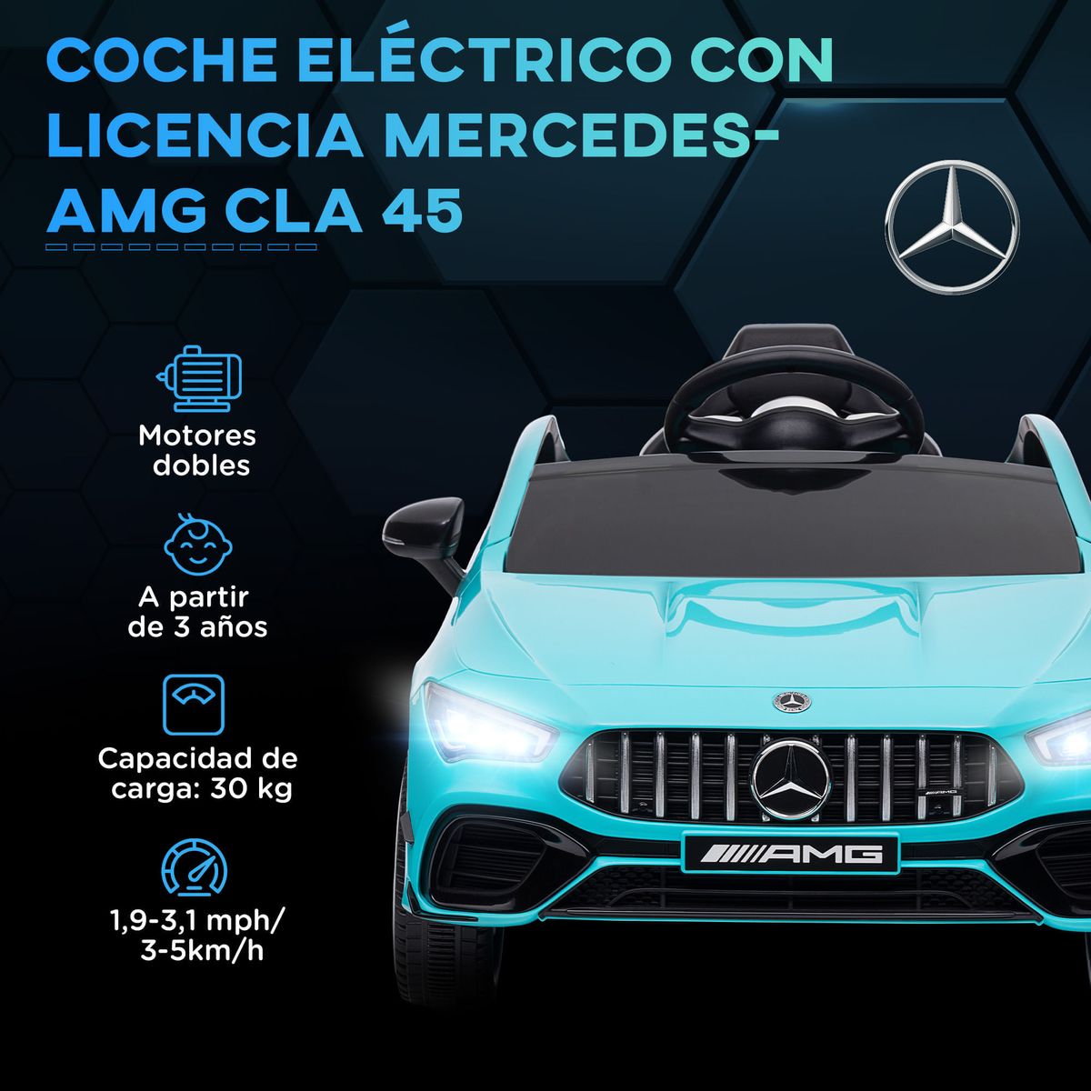 Coche-electrico-infantil-Mercedes-Benz-AMG-CLA-45-Aiyaplay-mando-a-distancia---luces-LED--3A-azul-45x61x110-cm-
