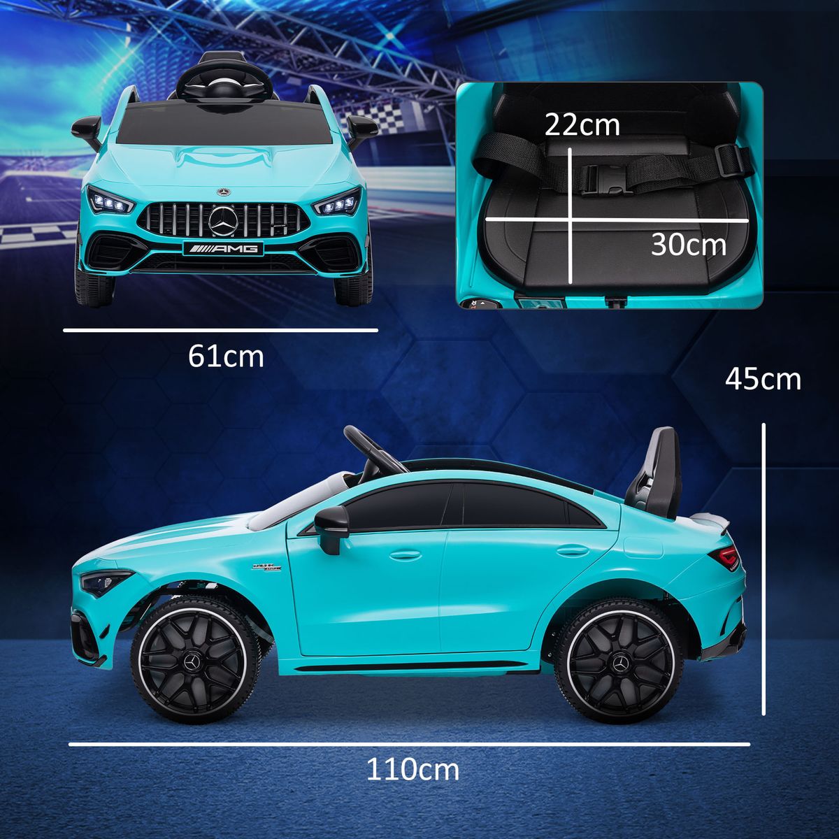 Coche-electrico-infantil-Mercedes-Benz-AMG-CLA-45-Aiyaplay-mando-a-distancia---luces-LED--3A-azul-45x61x110-cm-
