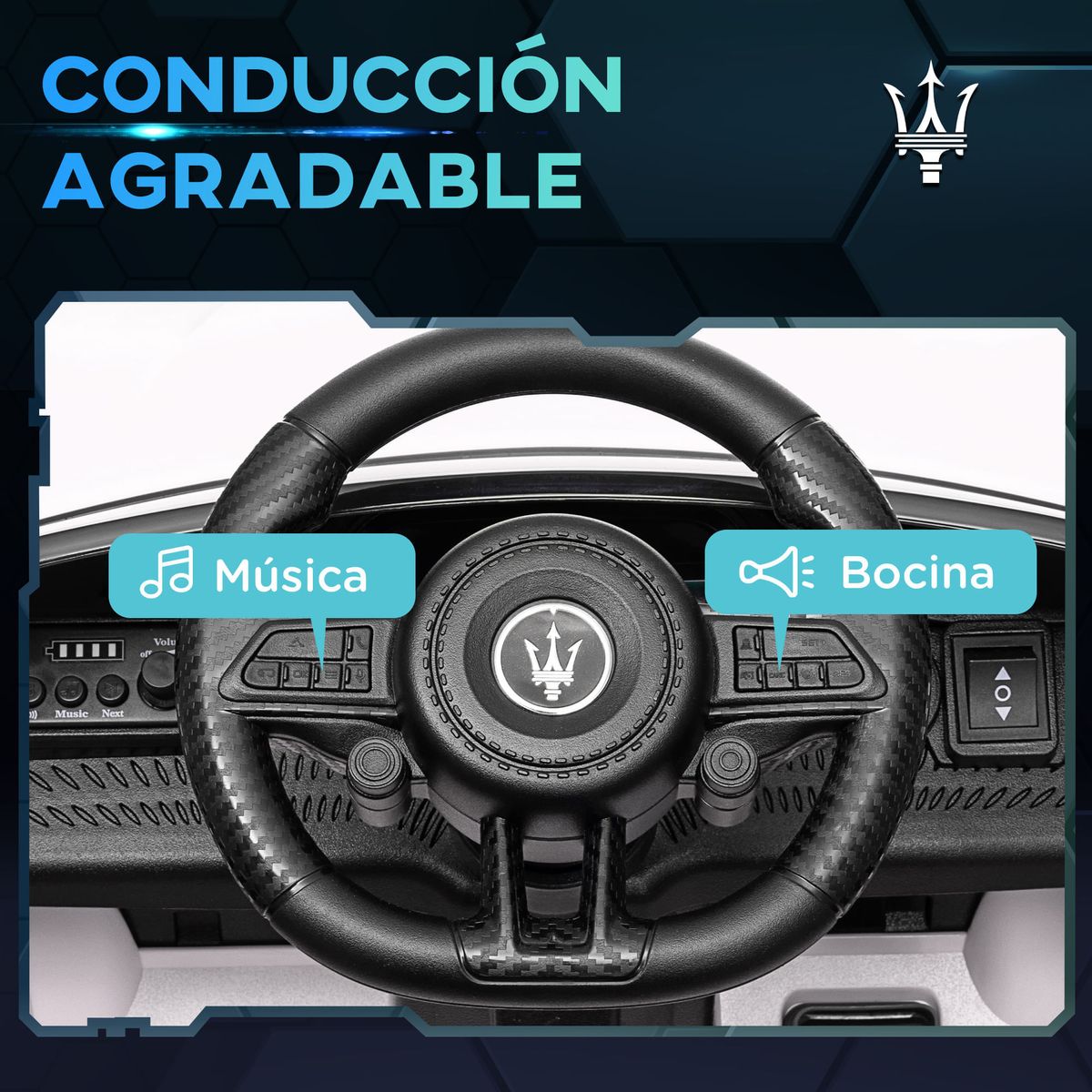 Coche-electrico-infantil-Maserati-Gran-Turismo-Folgore-Aiyaplay-luces-LED---bocina---musica-43x59x98-cm-