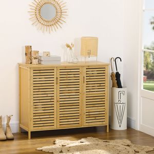 Zapatero Akira Homcom 3 puertas natural 80x100x35 cm