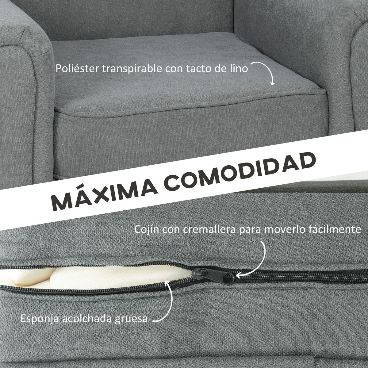 Butaca-Ren-Homcom-diseño-acolchado-gris-88x79x725-cm