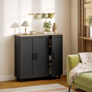 Aparador Galatea Homcom 3 puertas + estantes ajustables 90x90x30 cm