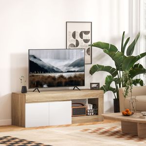 Mueble de TV Emi Homcom 2 puertas natural/blanco 48x140x40 cm