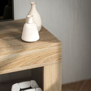 Mueble de TV Emi Homcom 2 puertas natural/blanco 48x140x40 cm