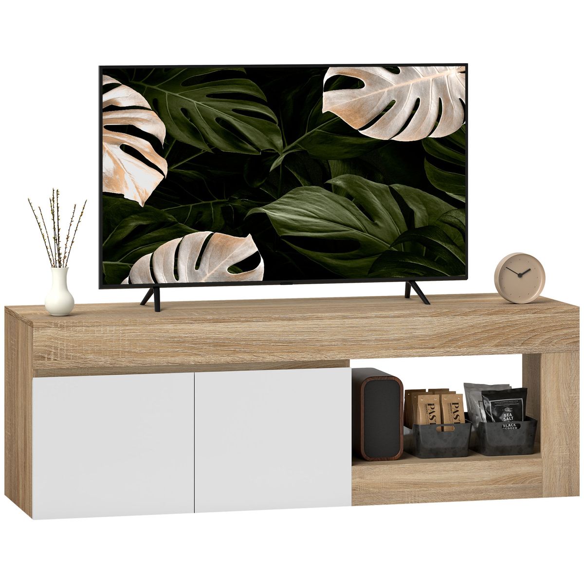Mueble-de-TV-Emi-Homcom-2-puertas-fondo-blanco