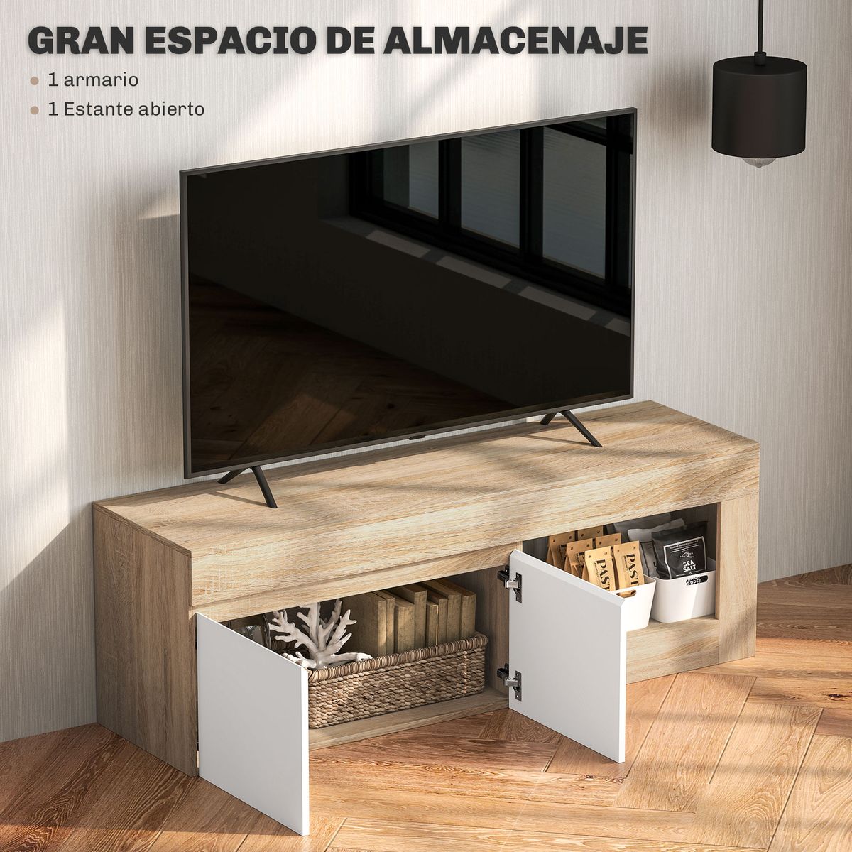 Mueble-de-TV-Emi-Homcom-2-puertas-interior
