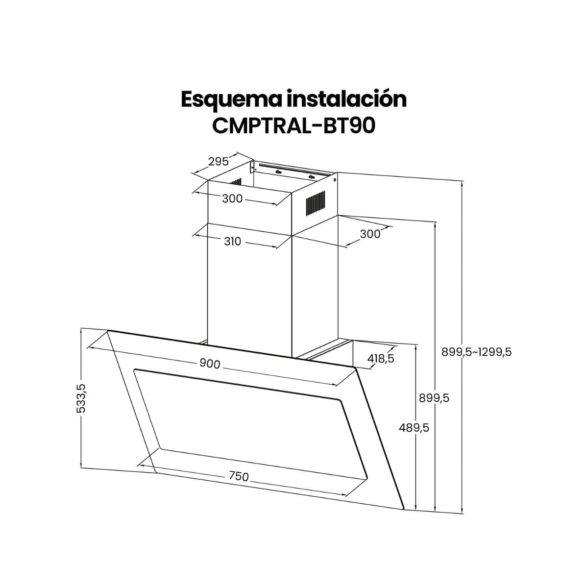 Campana-extraccion-Infiniton-CMPRTAL-BT90-medidas