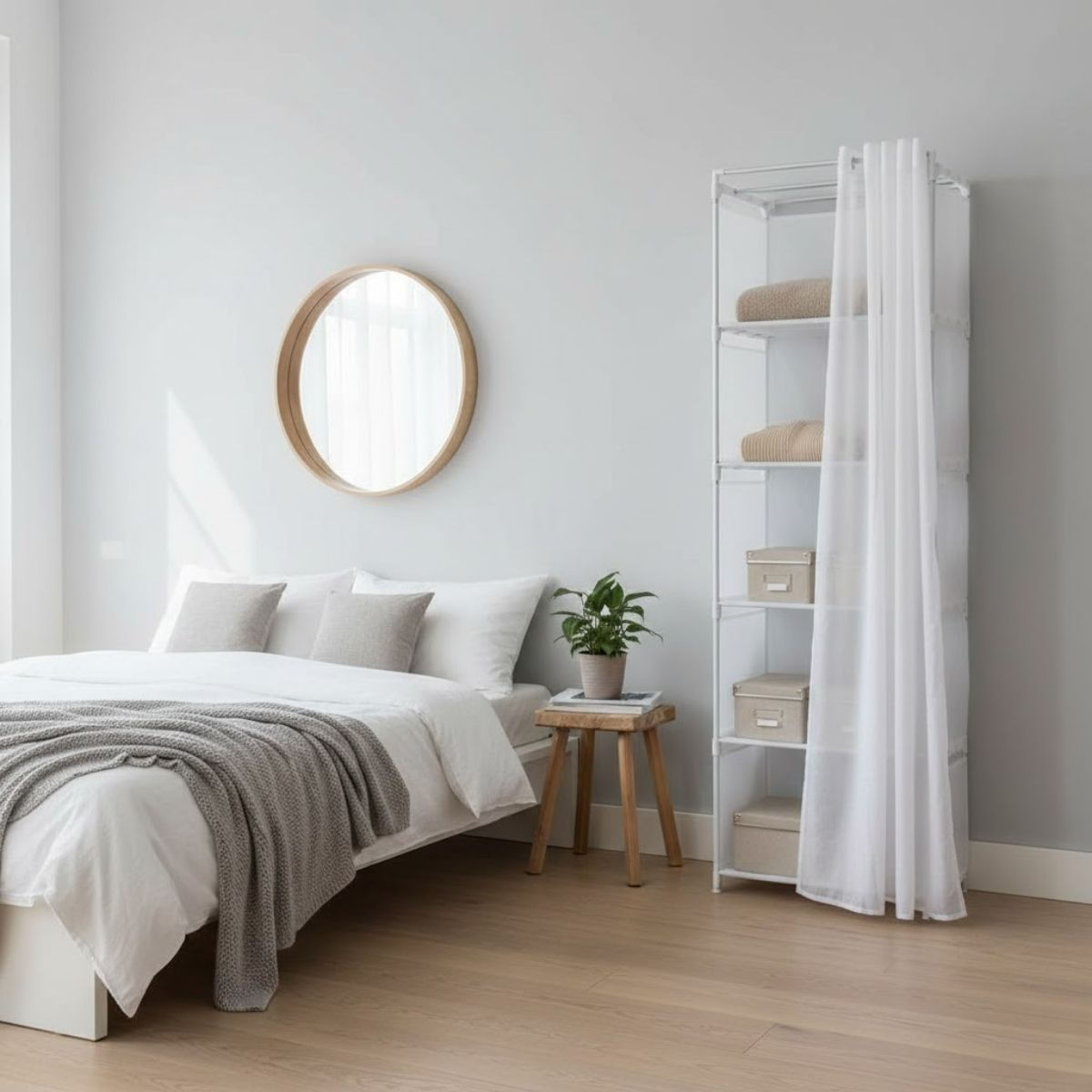 Estante-de-almacenamiento-5-cubos---cortina-blanco-155x40x28-cm