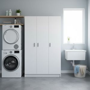 Armario auxiliar Use 3 puertas con escobero blanco 180x109x37 cm