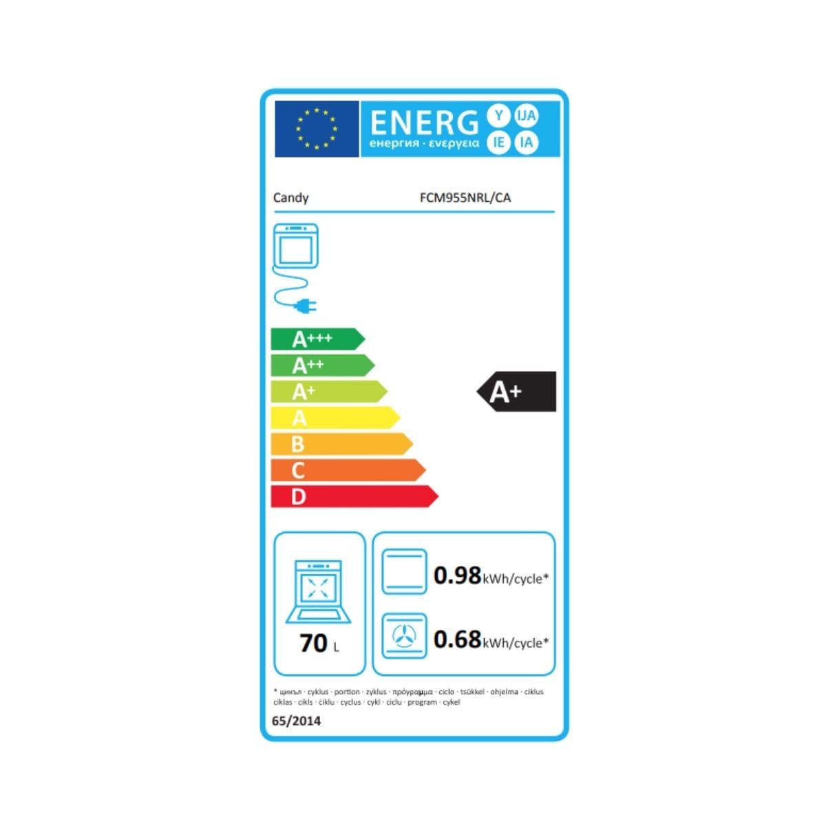 Horno-multifuncion-Candy-FCM955NRL-CA-etiqueta-energetica