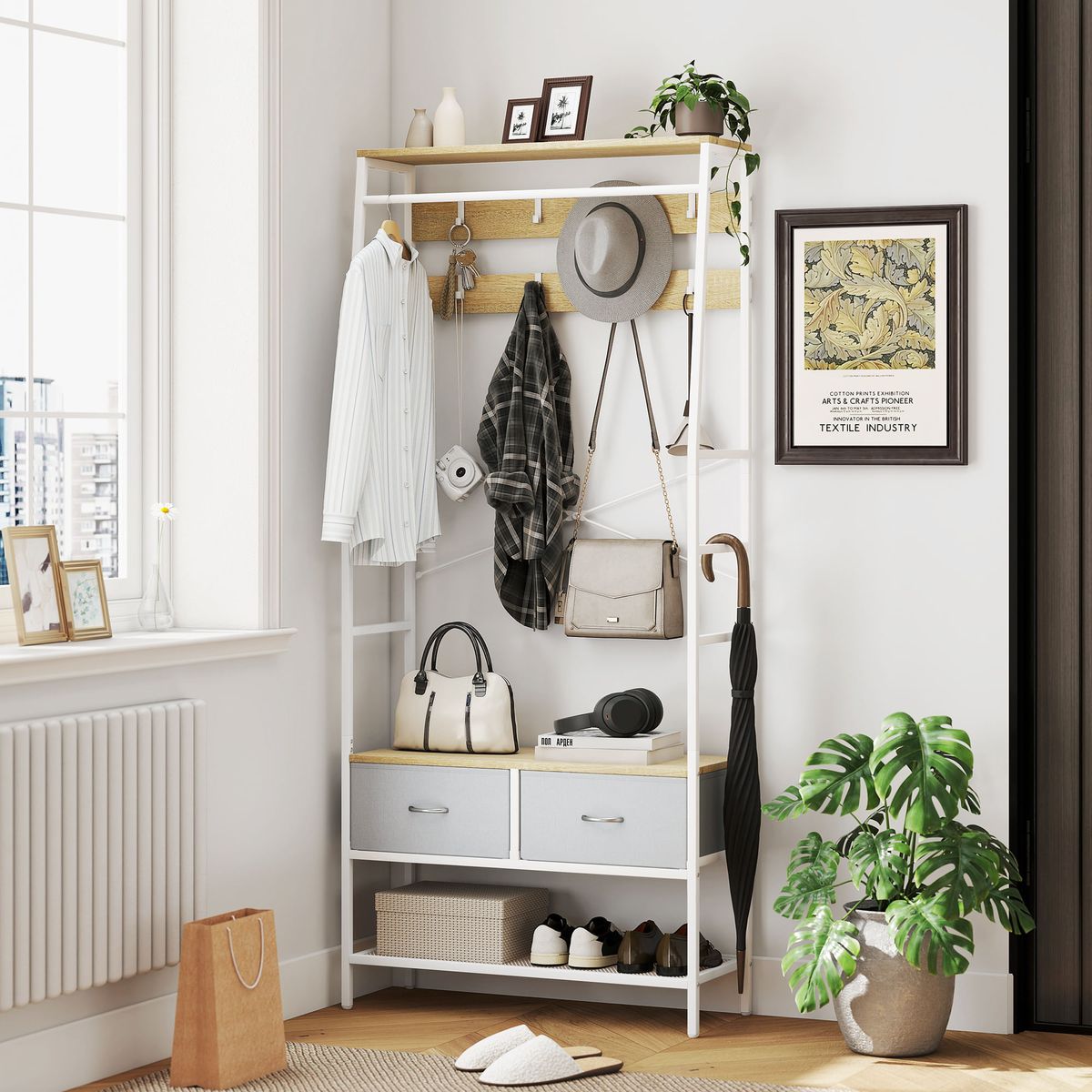 Perchero-Kenzo-Homcom-8-ganchos-ambientada-hogar