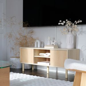 Mueble de TV Taro Homcom 2 puertas con estante natural 49x115x40 cm