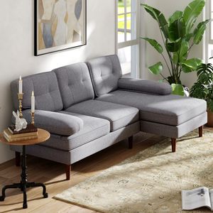 Sofá chaiselongue Kumo Homcom 3 plazas gris 88x215x142 cm