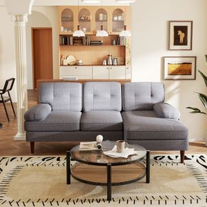 Sofá chaiselongue Kumo Homcom 3 plazas gris 88x215x142 cm