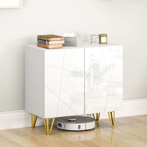 Aparador Kumi Homcom 2 puertas blanco brillo 75x80x40 cm