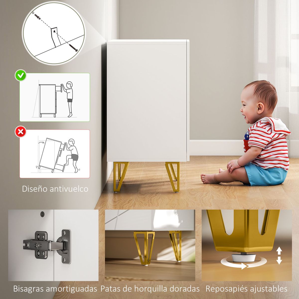 Aparador-Kumi-Homcom-2-puertas-dispositivo-antivuelco