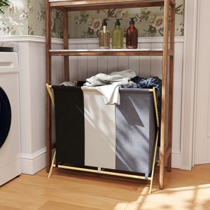 Cesto para ropa sucia Riku Homcom 129L 3 compartimentos multicolor 67x75x48 cm