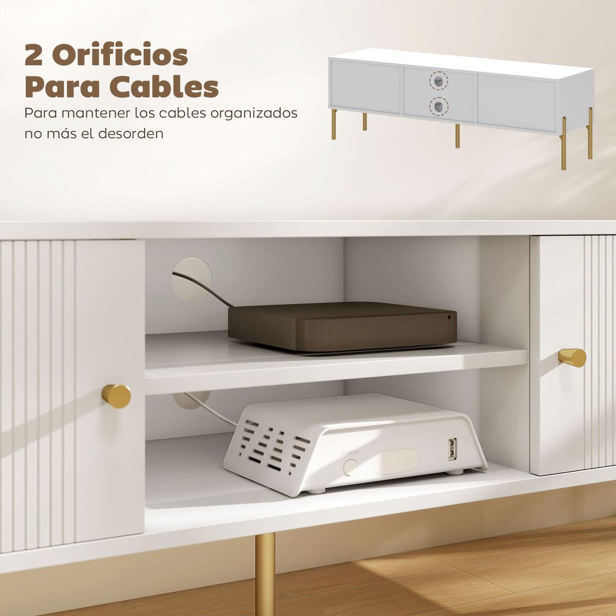 Mueble-de-TV-Kaede-Homcom-orificios-pasacables