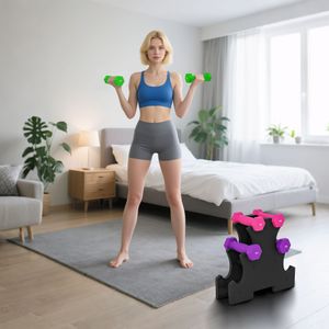 Set de 6 mancuernas SportNow 1-2-3kg con almacenamiento multicolor