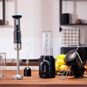 Set 3 batidoras BlendGo Pack Cecotec batidora de mano + batidora de vaso + varillas negro