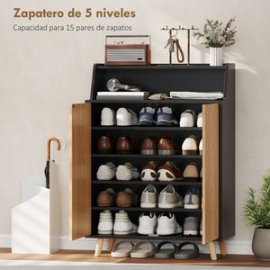 Zapatero Robbie Homcom 2 puertas 15 pares negro/natural 104x75x35 cm