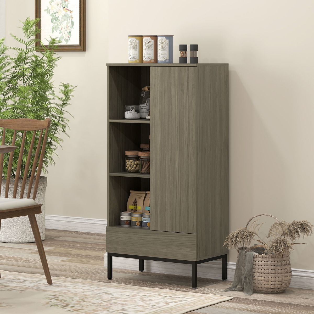 Aparador-Finlandia-Homcom-1-puerta---3-estantes-marron-121x60x34-cm-