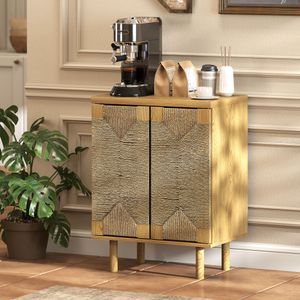 Aparador Akira Homcom 2 puertas natural 78x60x40 cm