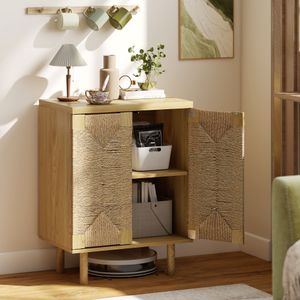 Aparador Akira Homcom 2 puertas natural 78x60x40 cm