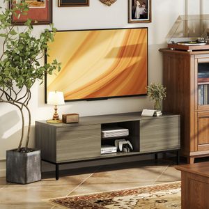 Mueble de TV Ligna Homcom 2 puertas con 2 compartimentos gris 49,5x140x40 cm