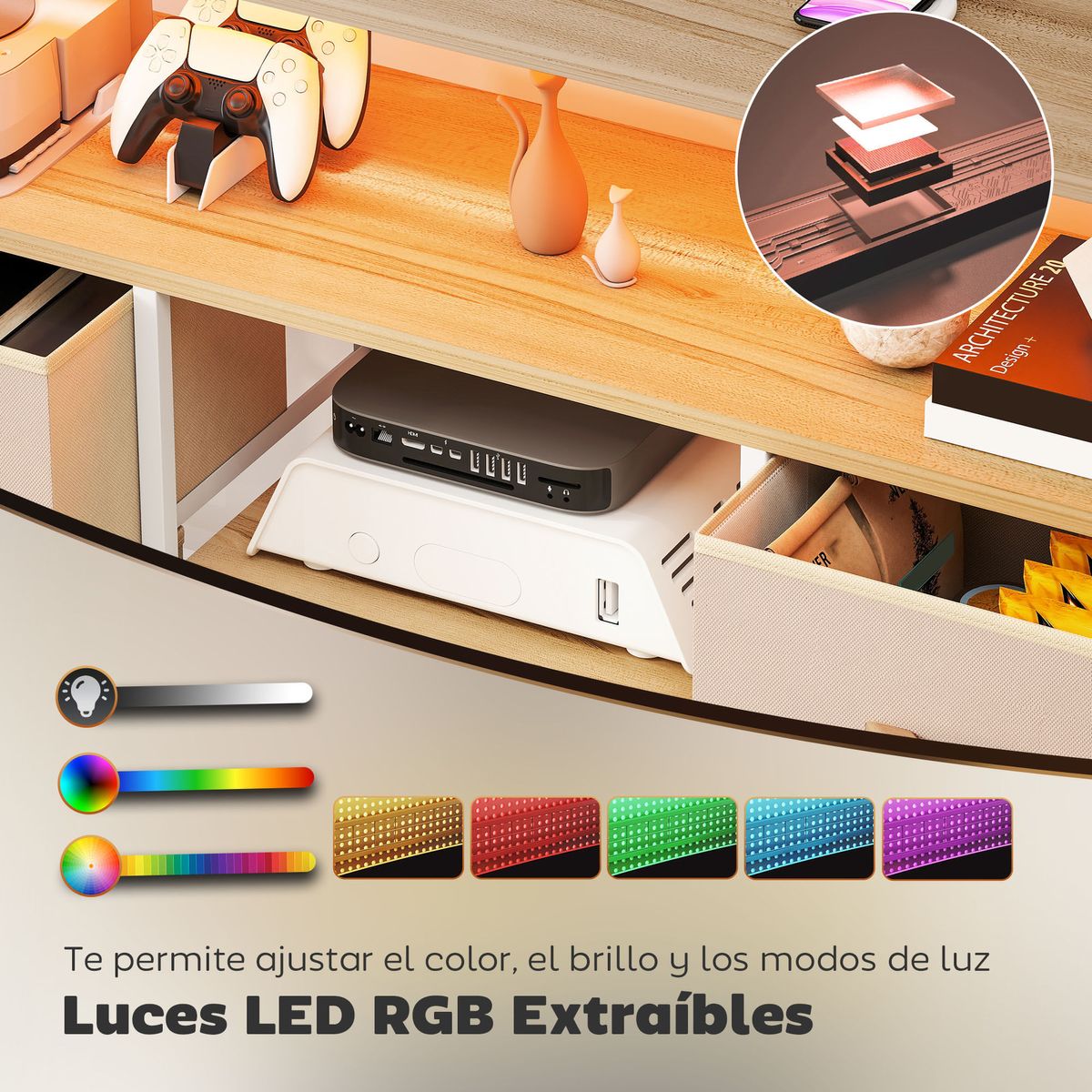 Mueble-de-TV-Olvian-Homcom-4-cajones-con-luz-LED-y-puertos-USB-beige-blanco-675x120x30-cm