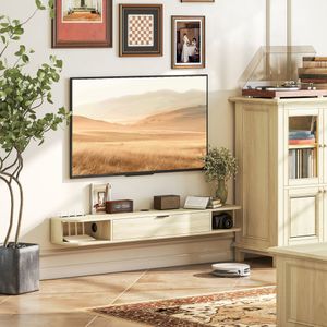 Mueble de TV Florenza Homcom con puerta 2 compartimentos natural 16x140x24 cm