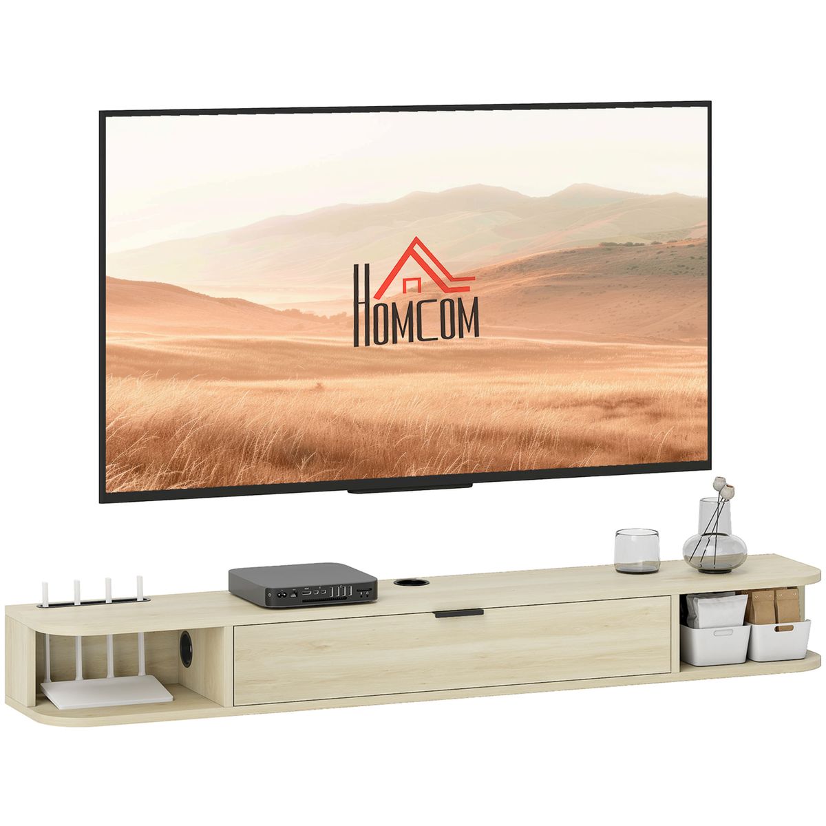 Mueble-de-TV-Florenza-Homcom-con-puerta-2-compartimentos-natural-16x140x24-cm