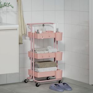 Carrito auxiliar Nuvem Homcom 3 niveles con ganchos y cestas 86,5x42x38 cm