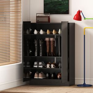 Zapatero Stelara Homcom 2 puertas 20 pares negro 103x72x34,5 cm