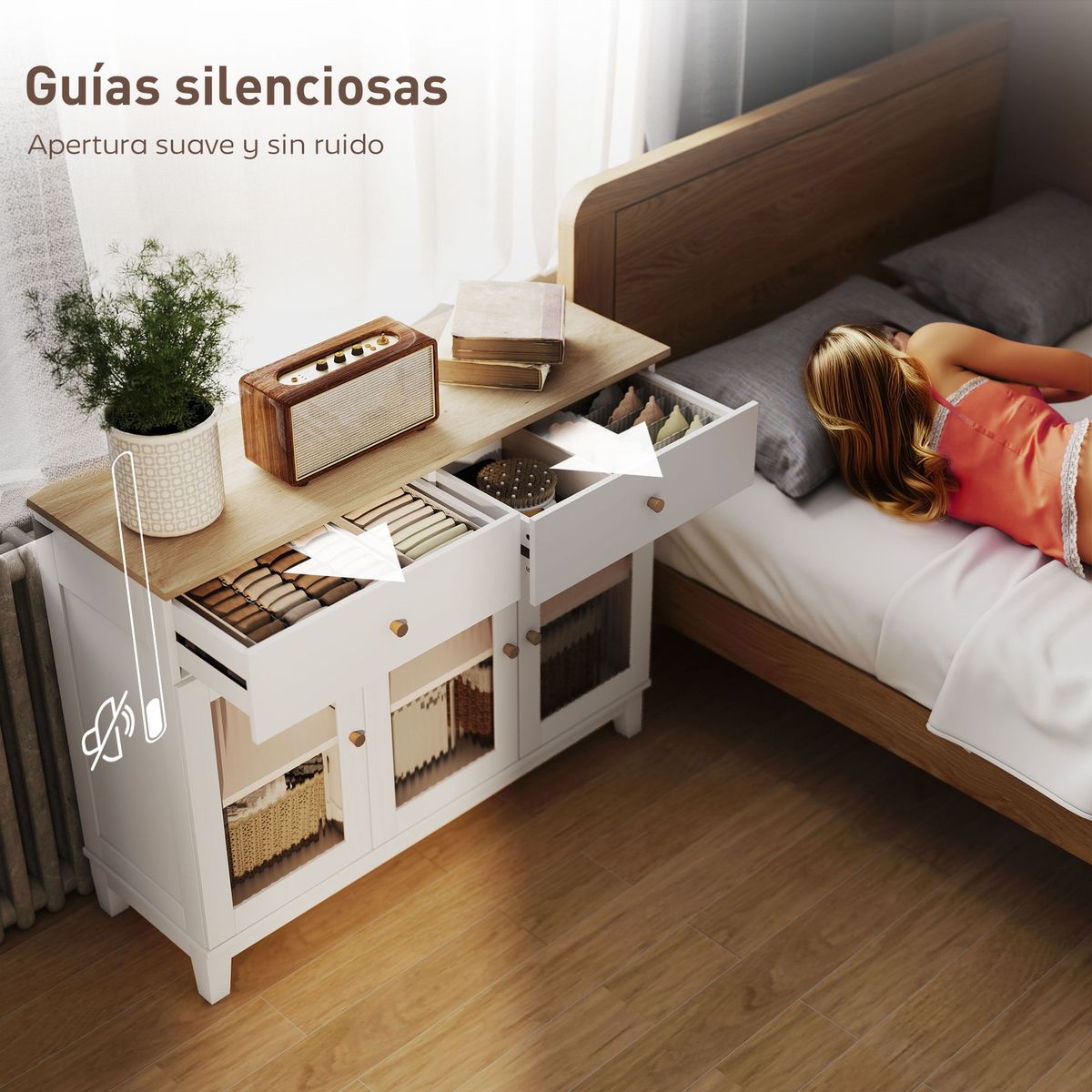 Aparador-Cirell-Homcom-3-puertas-con-2-cajones-blanco-natural-803x100x35-cm