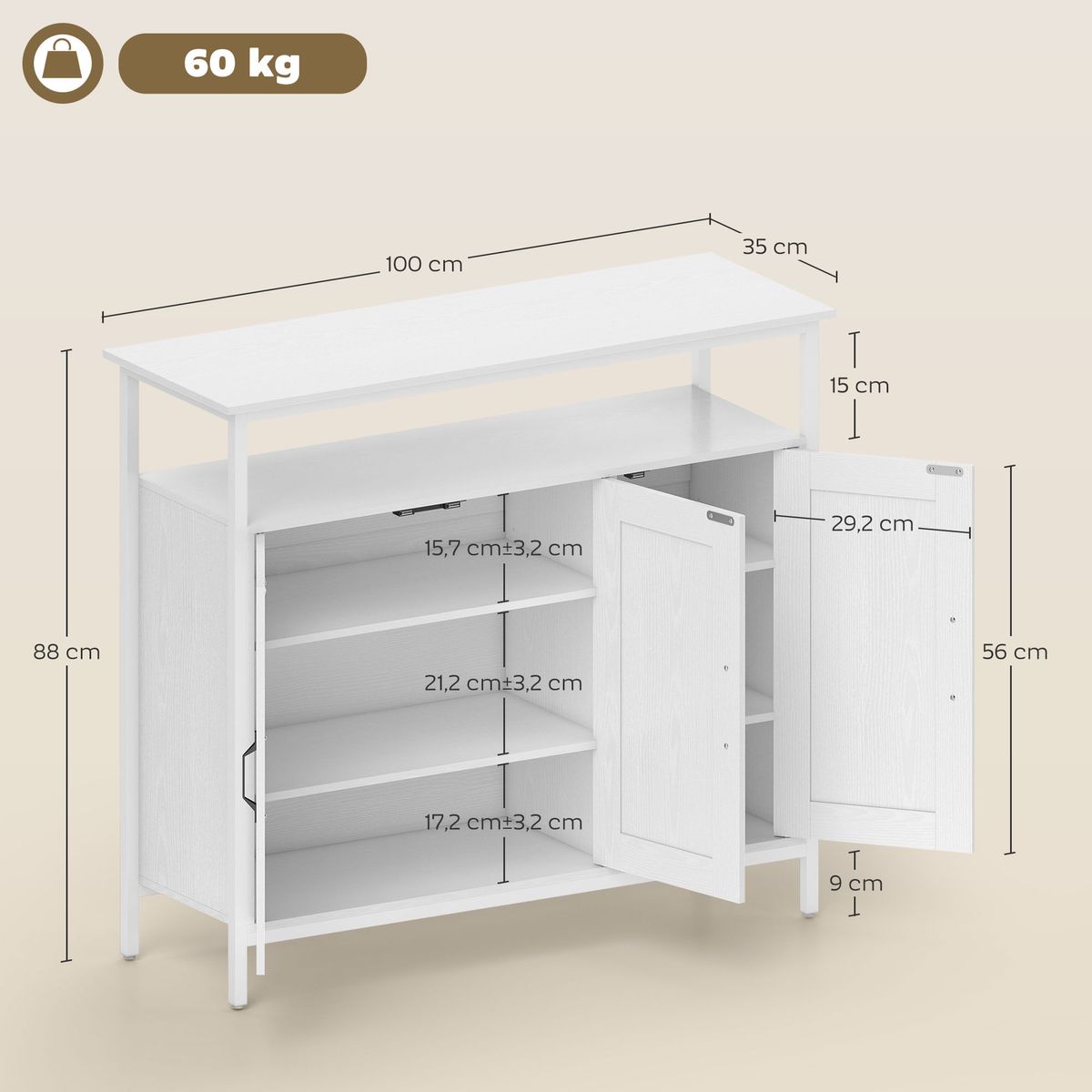 Aparador-Polaris-Homcom-3-puertas-medidas