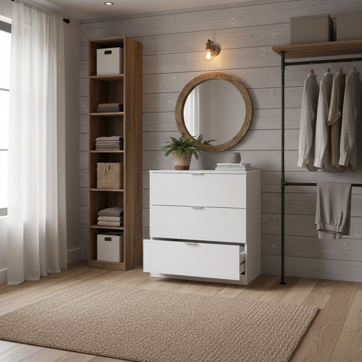 Comoda-Low-Cost-3-cajones-blanco-80x77x38-cm-ambientada