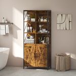 Estanteria-Kivo-Homcom-6-compartimentos-con-armario-marron-172x75x34-cm