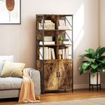 Estanteria-Kivo-Homcom-6-compartimentos-con-armario-marron-172x75x34-cm