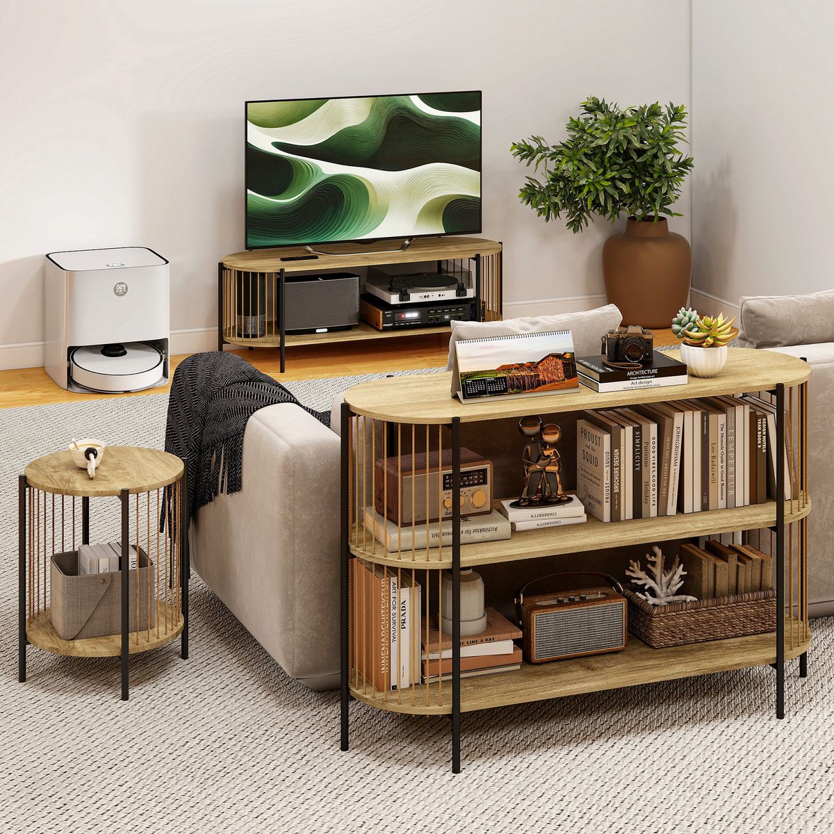 Mesa-auxiliar-Celestia-Homcom-ambientada-comedor