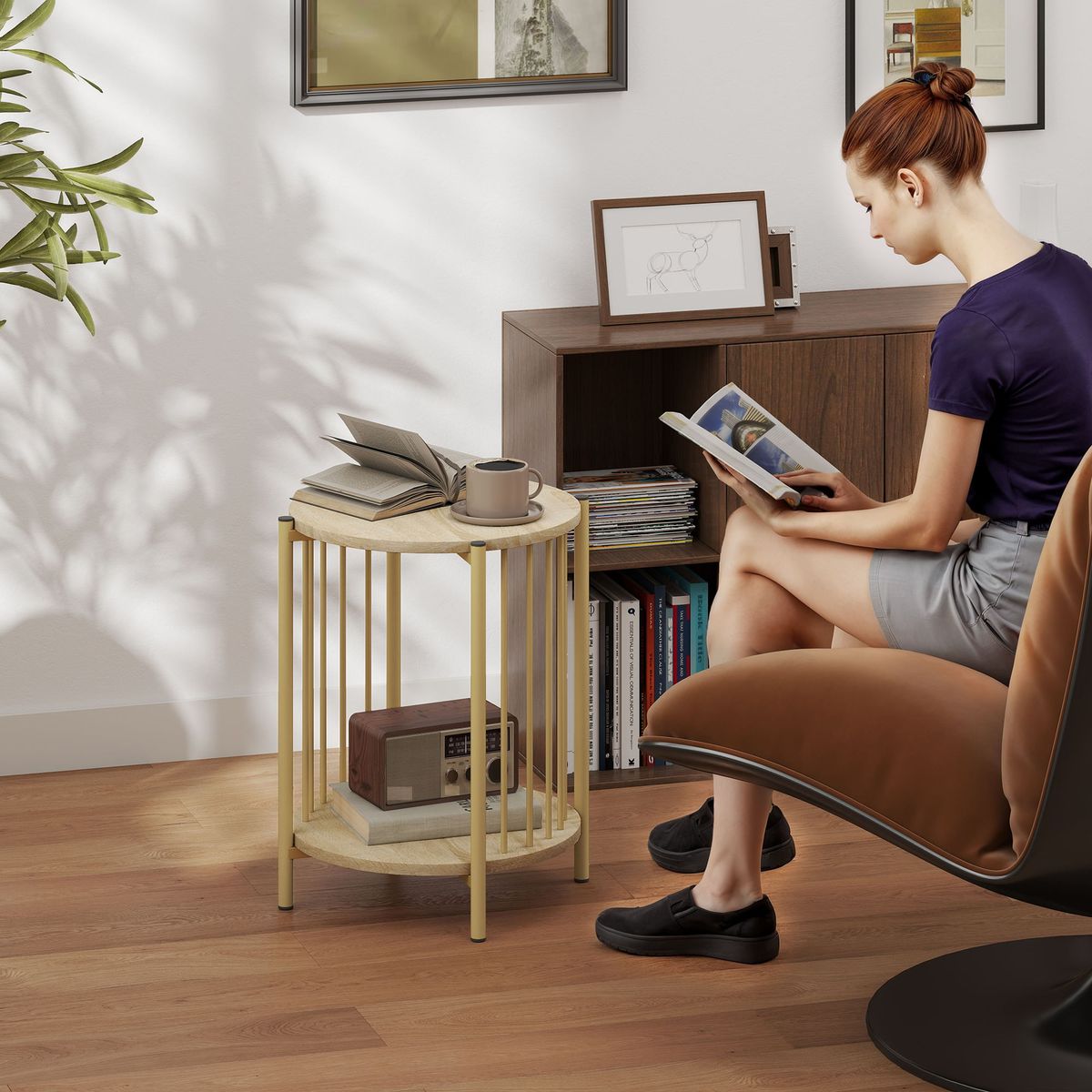 Mesa-auxiliar-Belvento-Homcom-dos-estantes