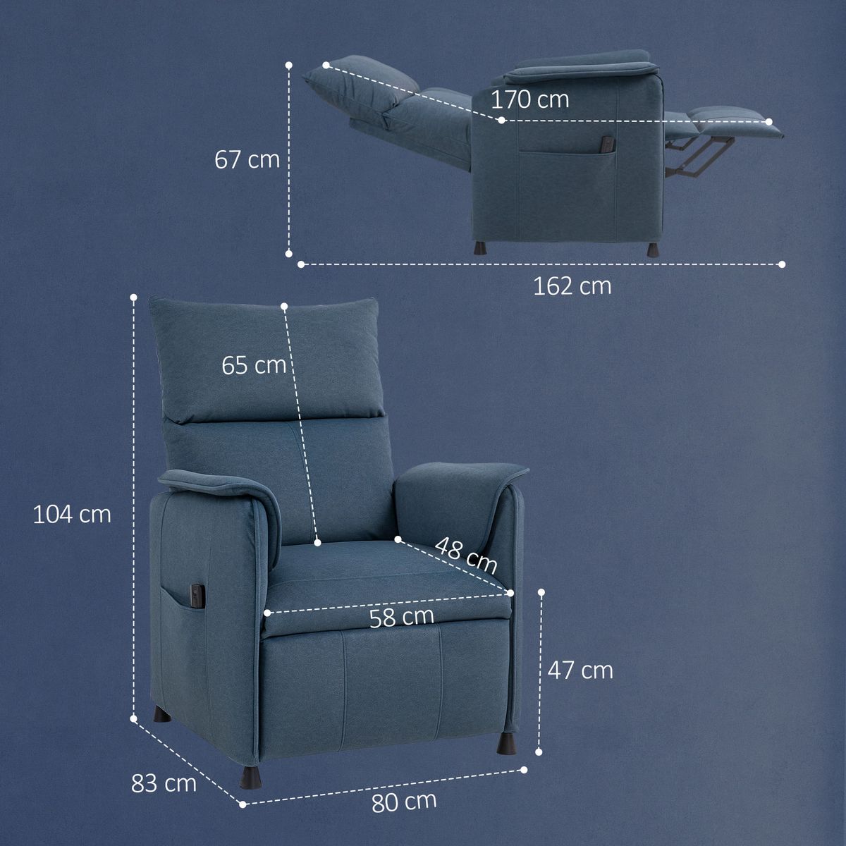 Sillon-Rui-Homcom-reclinable-medidas