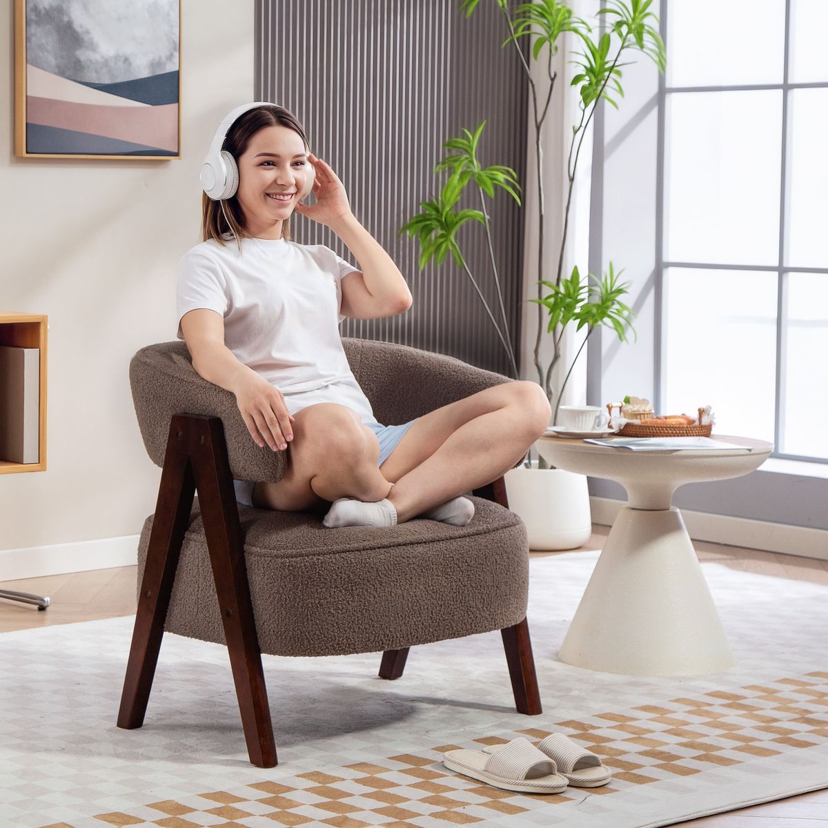 Butaca-Dhina-Homcom-respaldo-curvado-ambientada