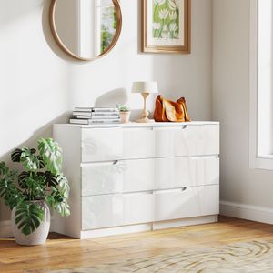 Cómoda Rhin Homcom 6 cajones blanco 75x120x40 cm