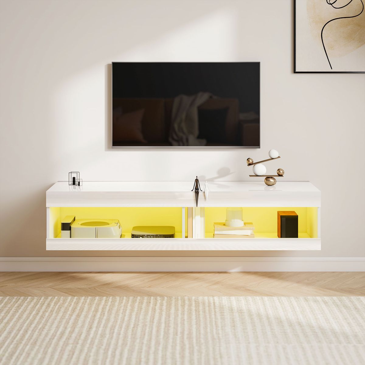 Mueble-de-TV-Tim-Homcom-2-compartimentos-frontal