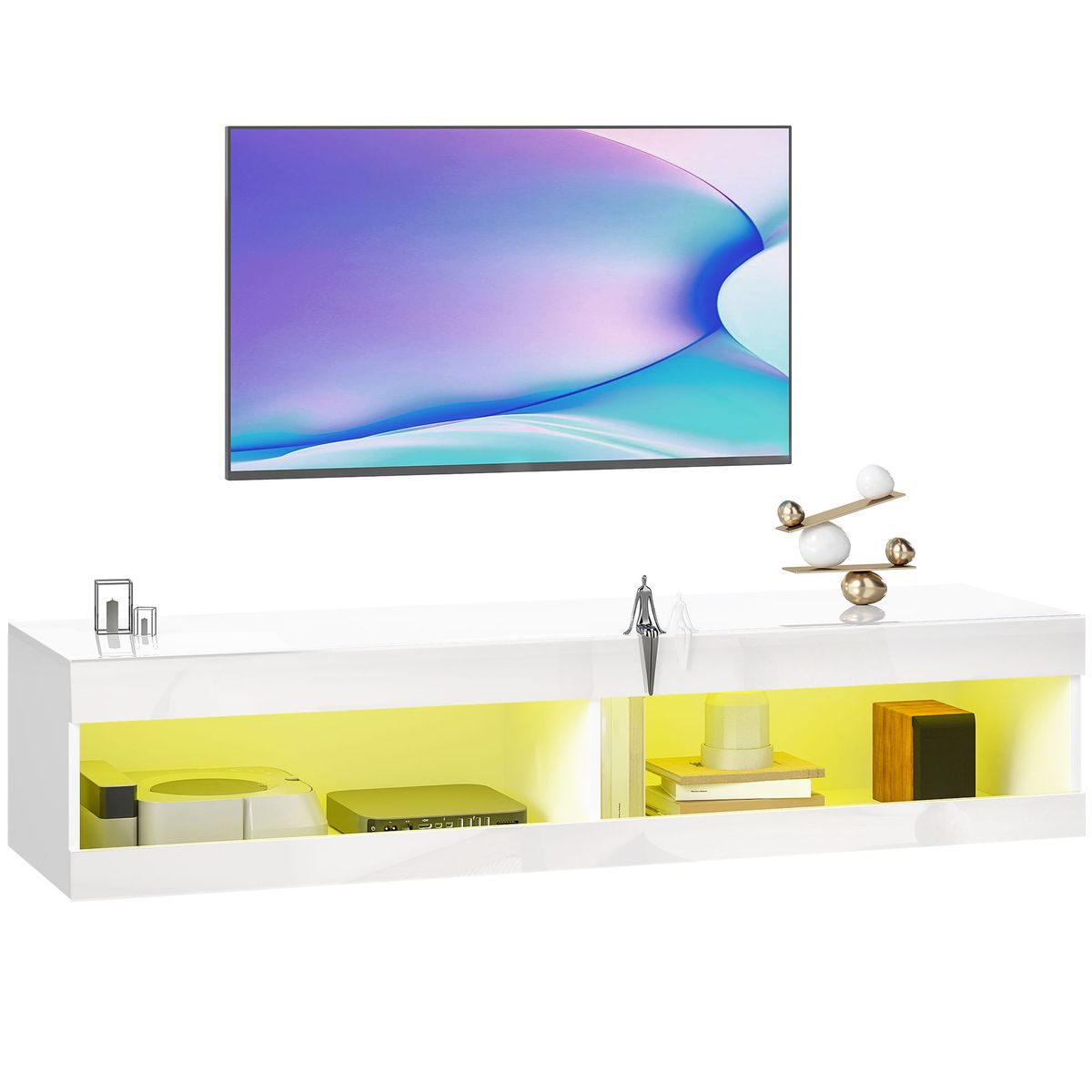 Mueble-de-TV-Tim-Homcom-2-compartimentos-fondo-blanco