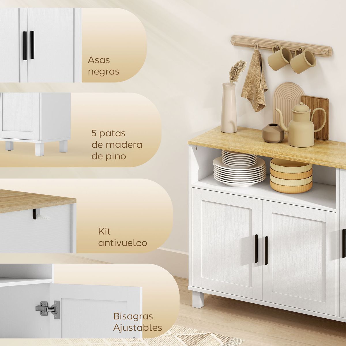 Aparador-Rema-Homcom-3-puertas