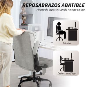 Silla de oficina Niah Homcom altura ajustable con reposabrazos gris 113-121x66x67 cm