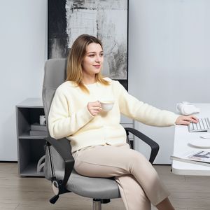 Silla de oficina Rex Homcom con respaldo alto 5 ruedas 109-119x50x64 cm